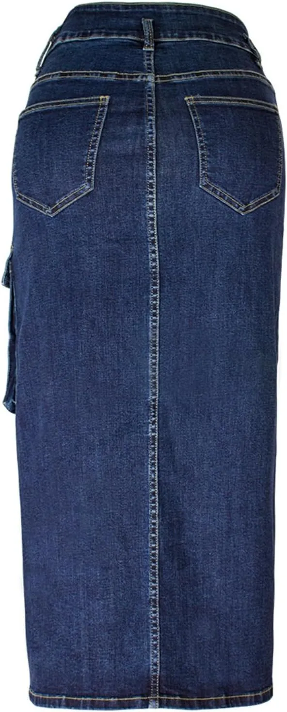Women Denim Skirt for Women Maxi Long Midi Knee High Elegant Western High Cut Plain 2025 Regular Fit Y2K
