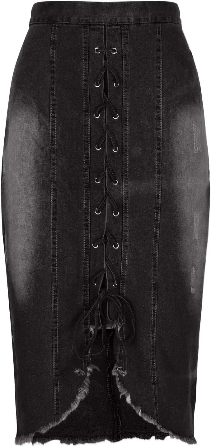 Women Denim Skirt for Women Maxi Long Midi Knee High Elegant Western High Cut Plain 2025 Regular Fit Y2K