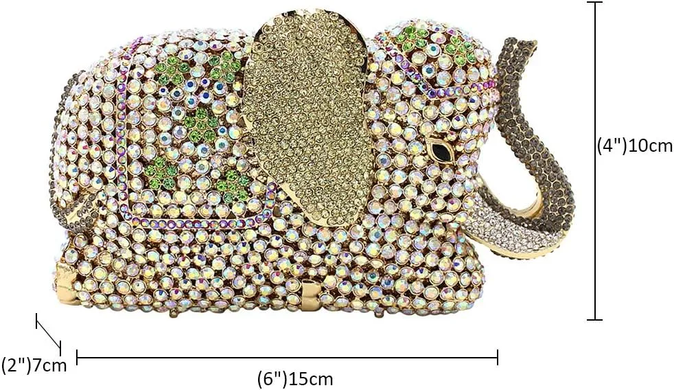 Women Evening-Bag Chain Rhinestone Luxury Clutch-Purse Wedding-Handbag Elephant