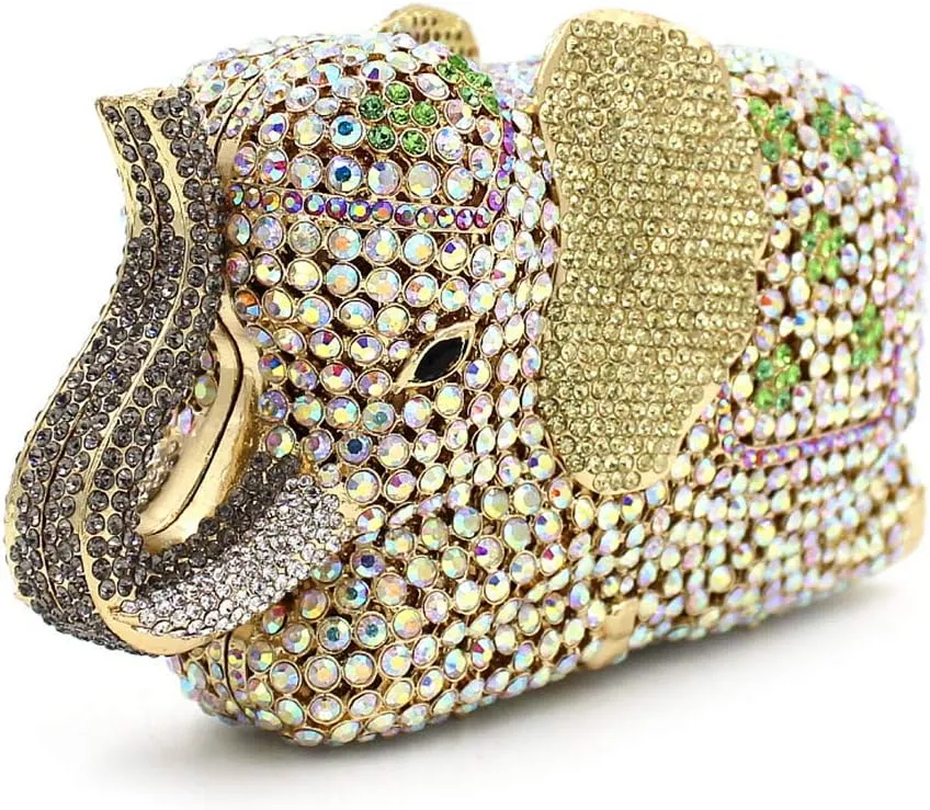 Women Evening-Bag Chain Rhinestone Luxury Clutch-Purse Wedding-Handbag Elephant