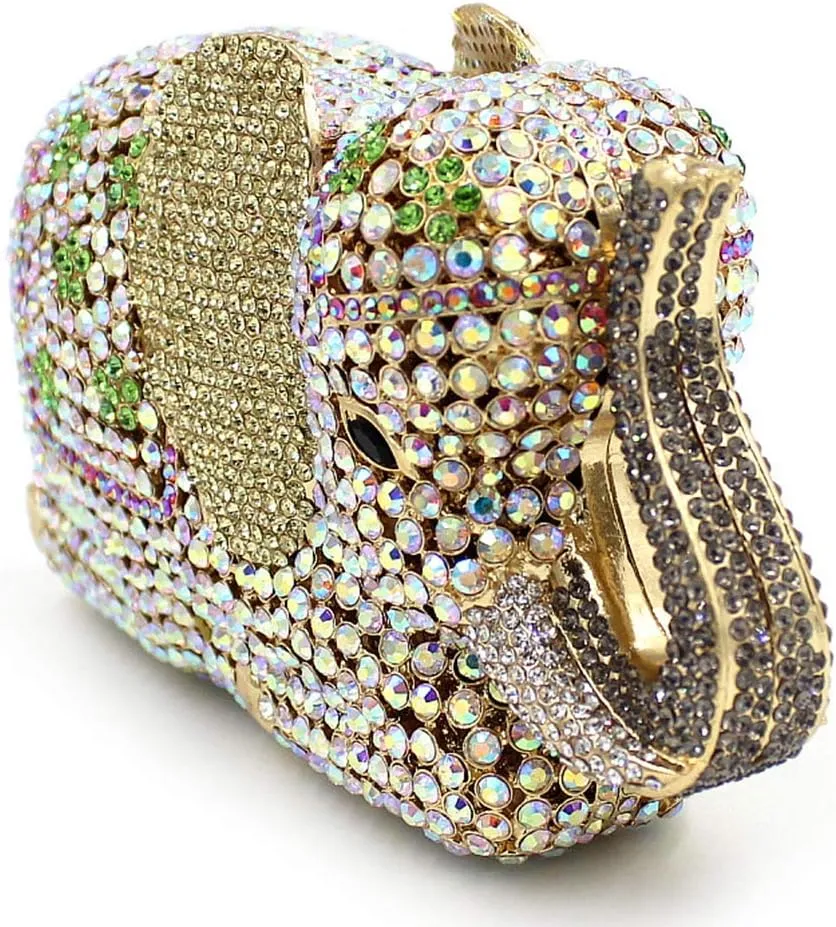 Women Evening-Bag Chain Rhinestone Luxury Clutch-Purse Wedding-Handbag Elephant