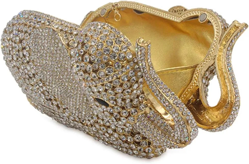 Women Evening-Bag Chain Rhinestone Luxury Clutch-Purse Wedding-Handbag Elephant