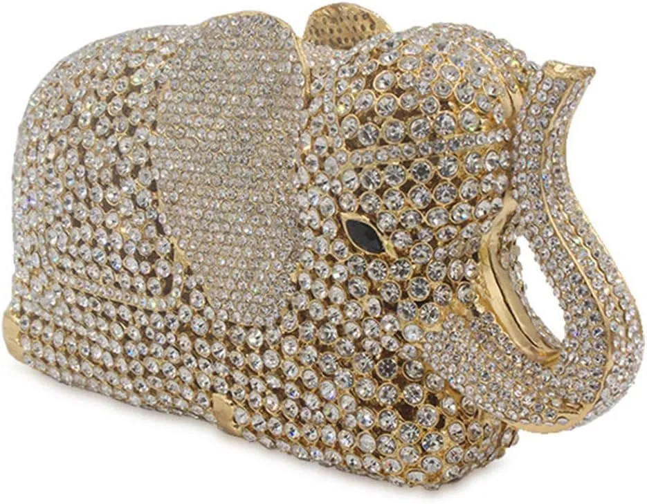 Women Evening-Bag Chain Rhinestone Luxury Clutch-Purse Wedding-Handbag Elephant