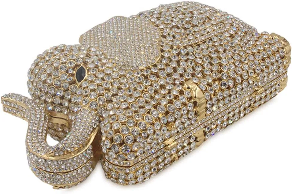 Women Evening-Bag Chain Rhinestone Luxury Clutch-Purse Wedding-Handbag Elephant