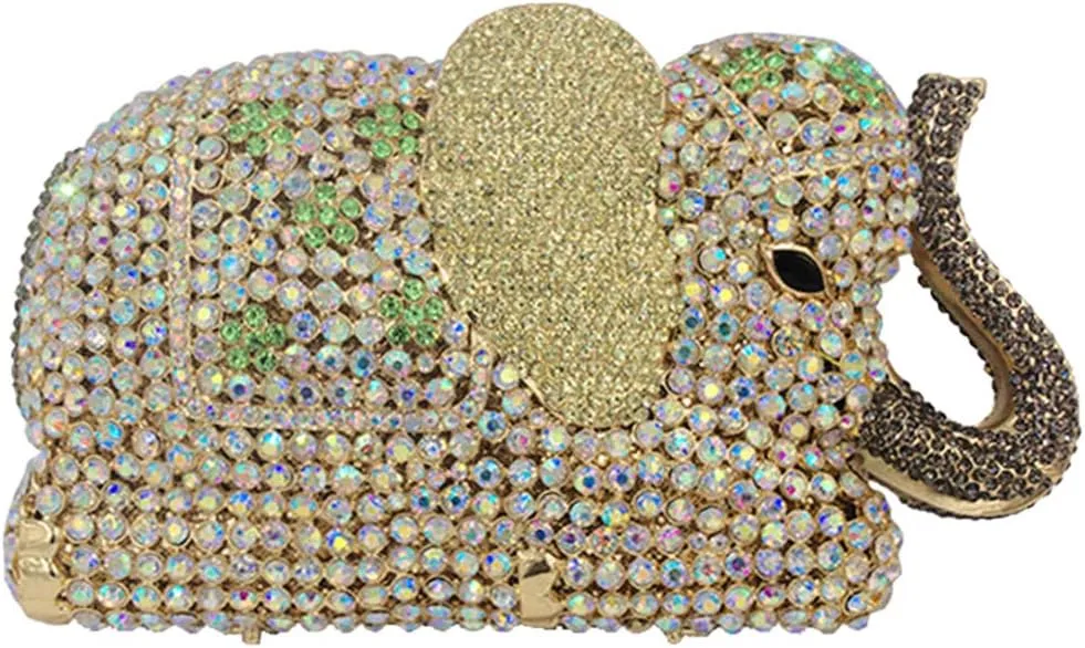 Women Evening-Bag Chain Rhinestone Luxury Clutch-Purse Wedding-Handbag Elephant