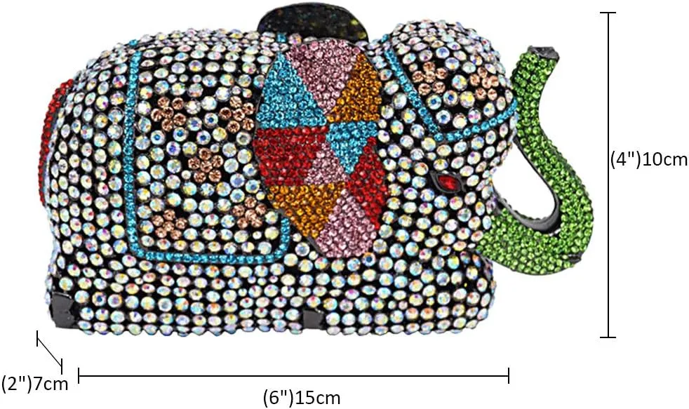 Women Evening-Bag Chain Rhinestone Luxury Clutch-Purse Wedding-Handbag Elephant