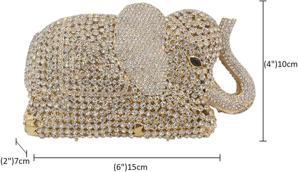 Women Evening-Bag Chain Rhinestone Luxury Clutch-Purse Wedding-Handbag Elephant