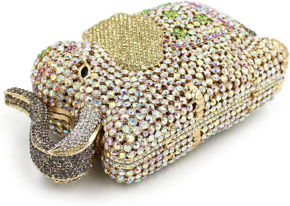 Women Evening-Bag Chain Rhinestone Luxury Clutch-Purse Wedding-Handbag Elephant
