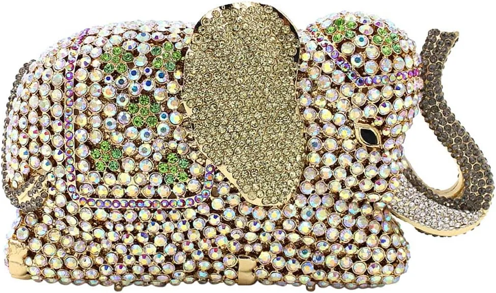 Women Evening-Bag Chain Rhinestone Luxury Clutch-Purse Wedding-Handbag Elephant