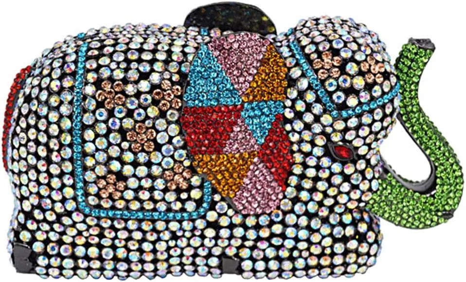 Women Evening-Bag Chain Rhinestone Luxury Clutch-Purse Wedding-Handbag Elephant