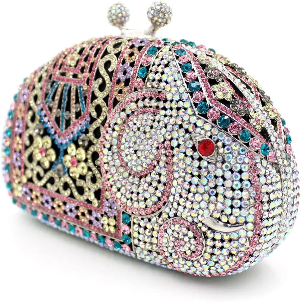 Women Evening-Bag Chain Rhinestone Wedding Clutch-Purse Luxury Handbag Elephant