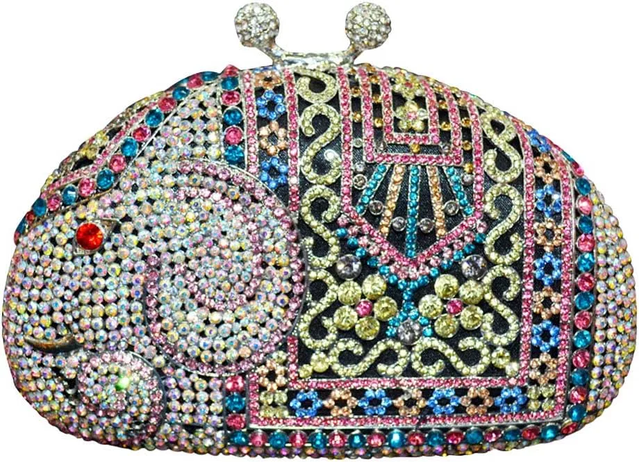 Women Evening-Bag Chain Rhinestone Wedding Clutch-Purse Luxury Handbag Elephant