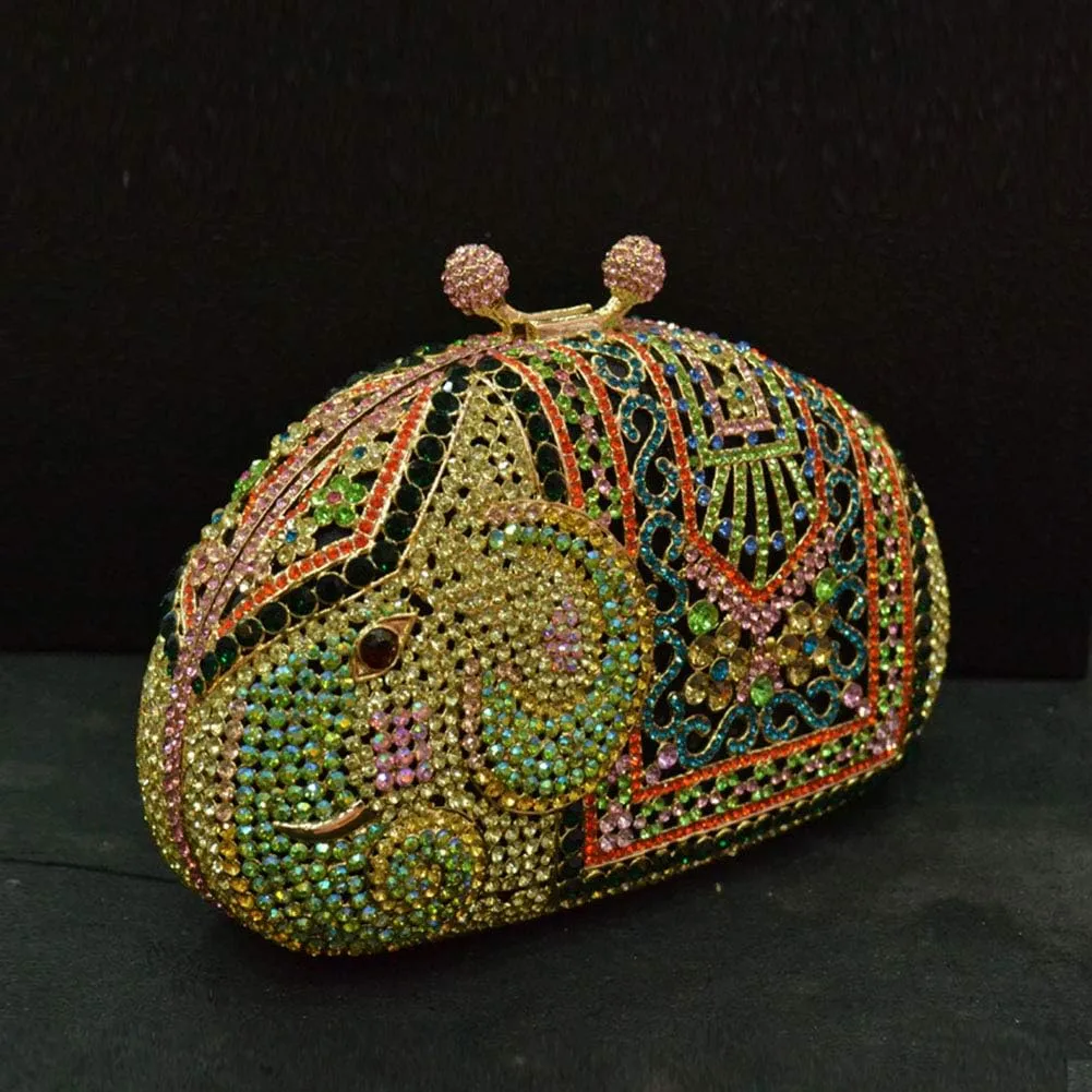 Women Evening-Bag Chain Rhinestone Wedding Clutch-Purse Luxury Handbag Elephant