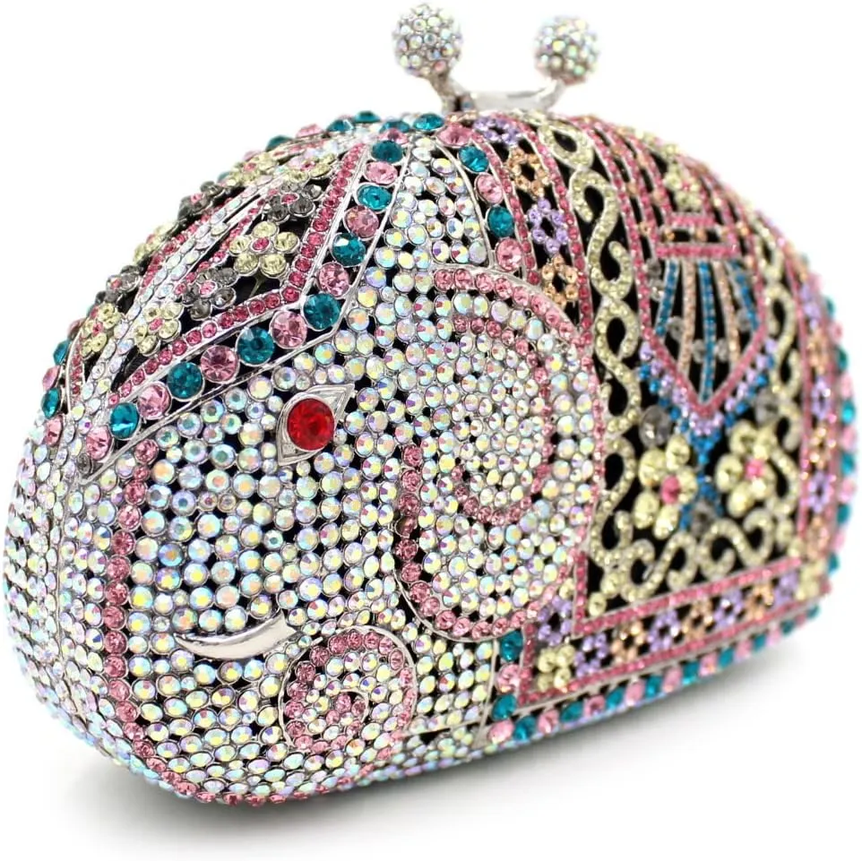 Women Evening-Bag Chain Rhinestone Wedding Clutch-Purse Luxury Handbag Elephant