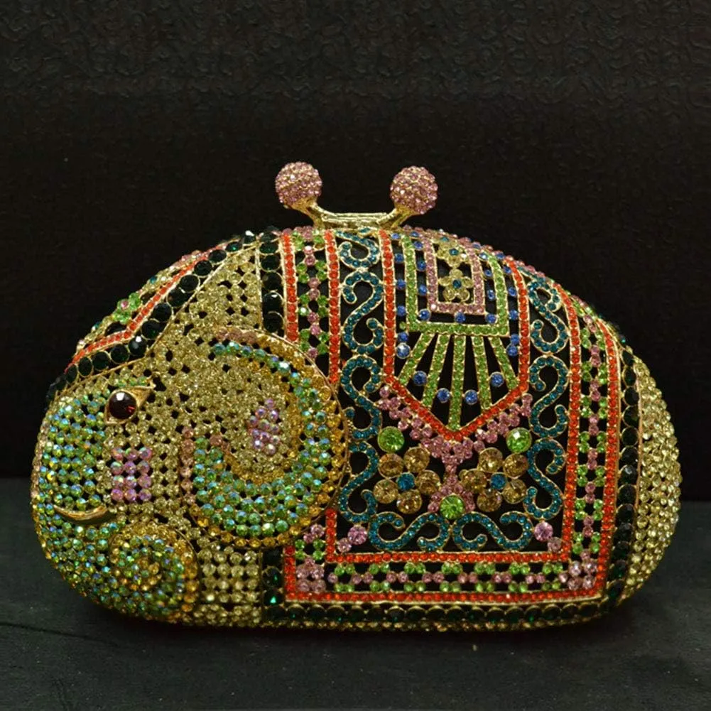 Women Evening-Bag Chain Rhinestone Wedding Clutch-Purse Luxury Handbag Elephant