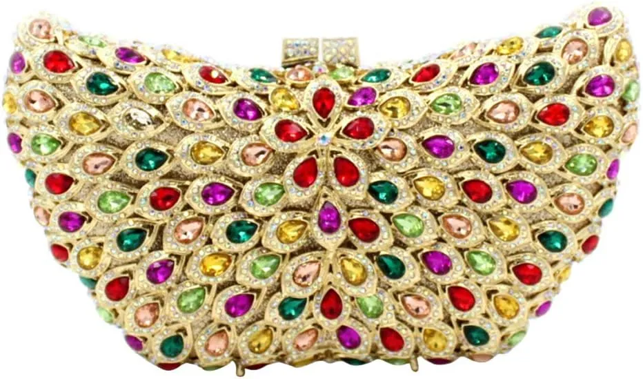 Women Evening-Bag Chain Wedding Clutch-Purse Rhinestones Luxury Handbags