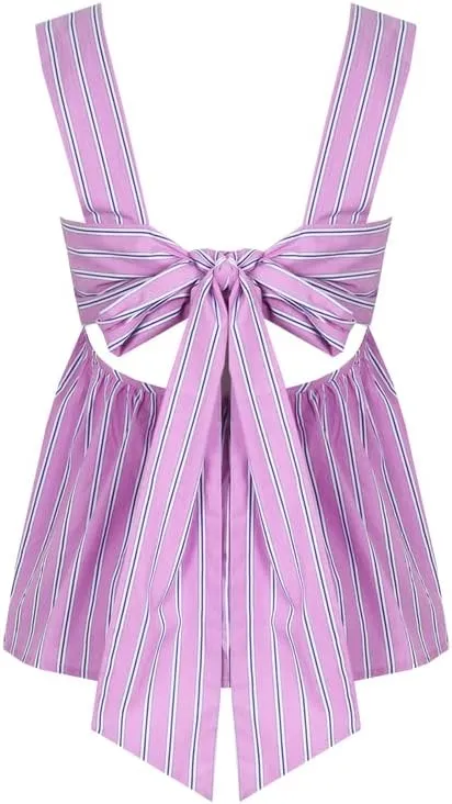 Women Gingham Tank Top Y2K Tie Back Peplum Tank Vintage Plaid Half Backless Sleeveless Babydoll Blouse Going Out Tops