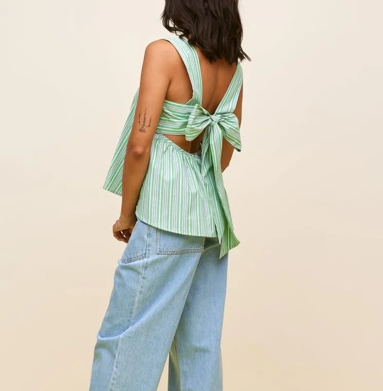 Women Gingham Tank Top Y2K Tie Back Peplum Tank Vintage Plaid Half Backless Sleeveless Babydoll Blouse Going Out Tops