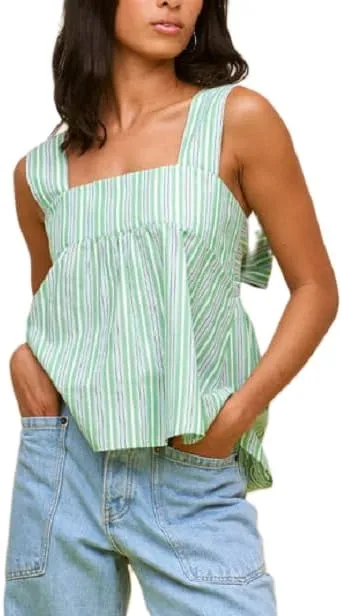 Women Gingham Tank Top Y2K Tie Back Peplum Tank Vintage Plaid Half Backless Sleeveless Babydoll Blouse Going Out Tops