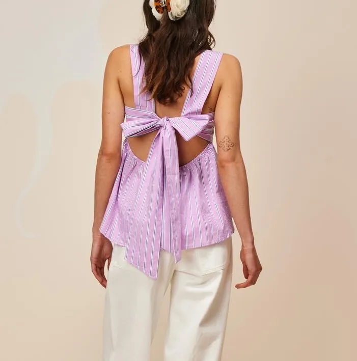 Women Gingham Tank Top Y2K Tie Back Peplum Tank Vintage Plaid Half Backless Sleeveless Babydoll Blouse Going Out Tops