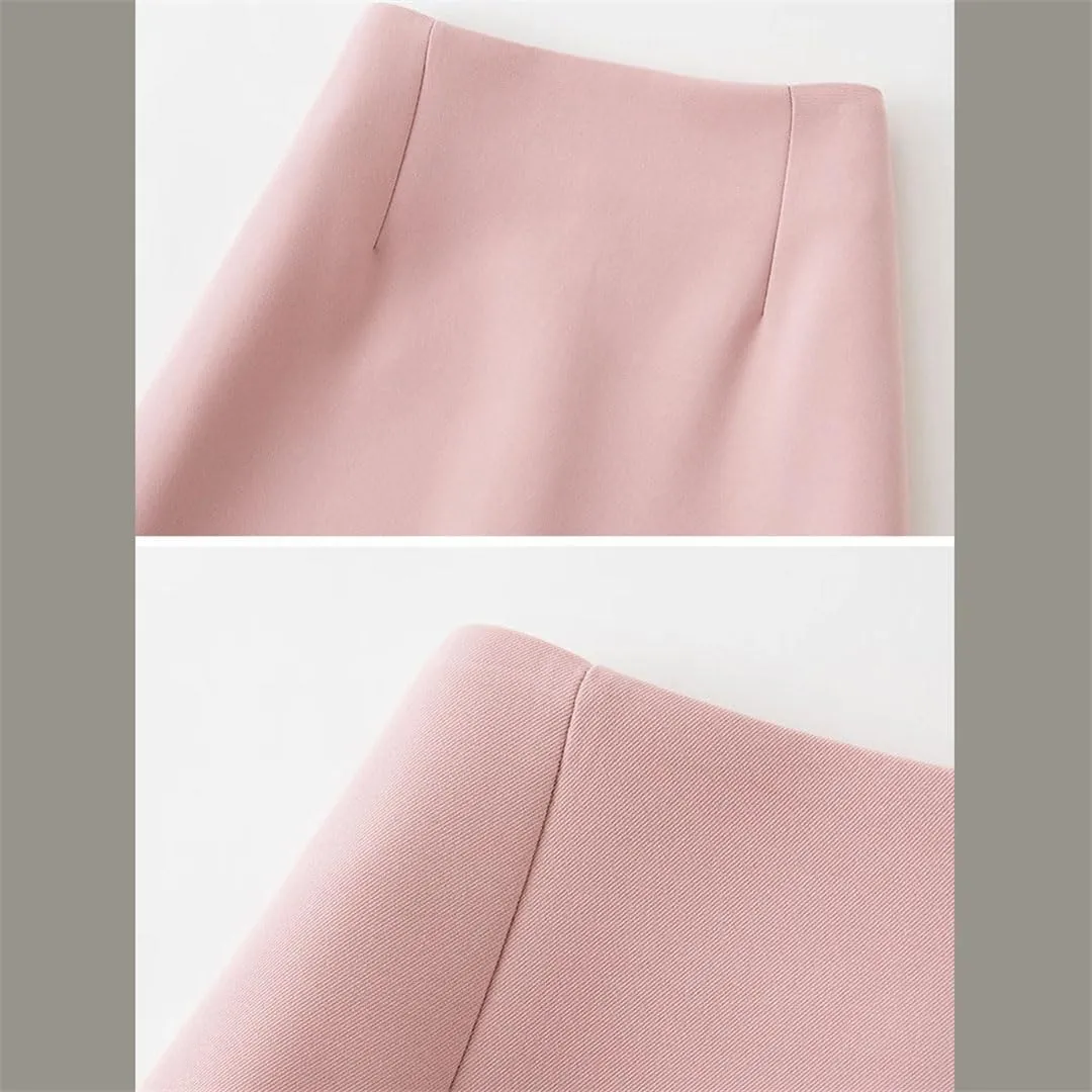 Women High Waist Straight Skirts Office Lady Slit Mid-Length Pencil Skirts