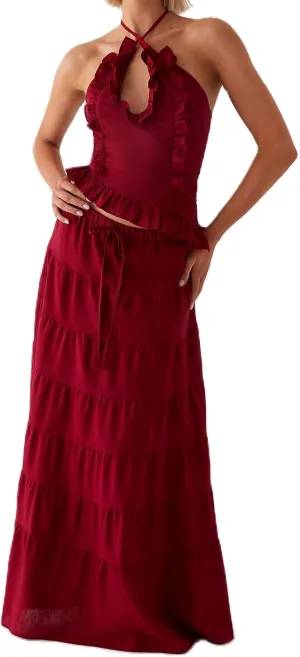 Women Maxi Skirt Set Y2k Sleeveless Backless Halter Top   Drawstring Bodycon Long Skirt Summer 2 Piece Skirt Outfits