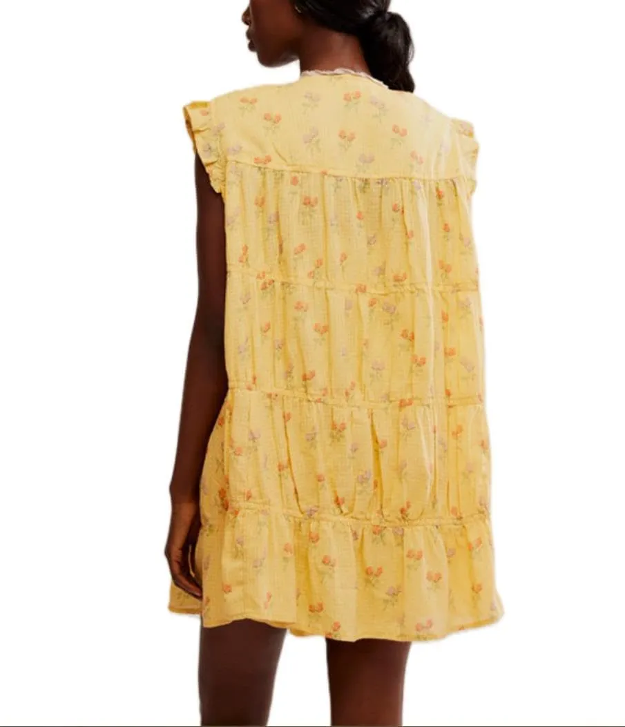 Women Patchwork Short Dress Y2k Floral V Neck Sleeveless Ruffle Mini Dress Cute Boho Babydoll Short Dresses Beachwear