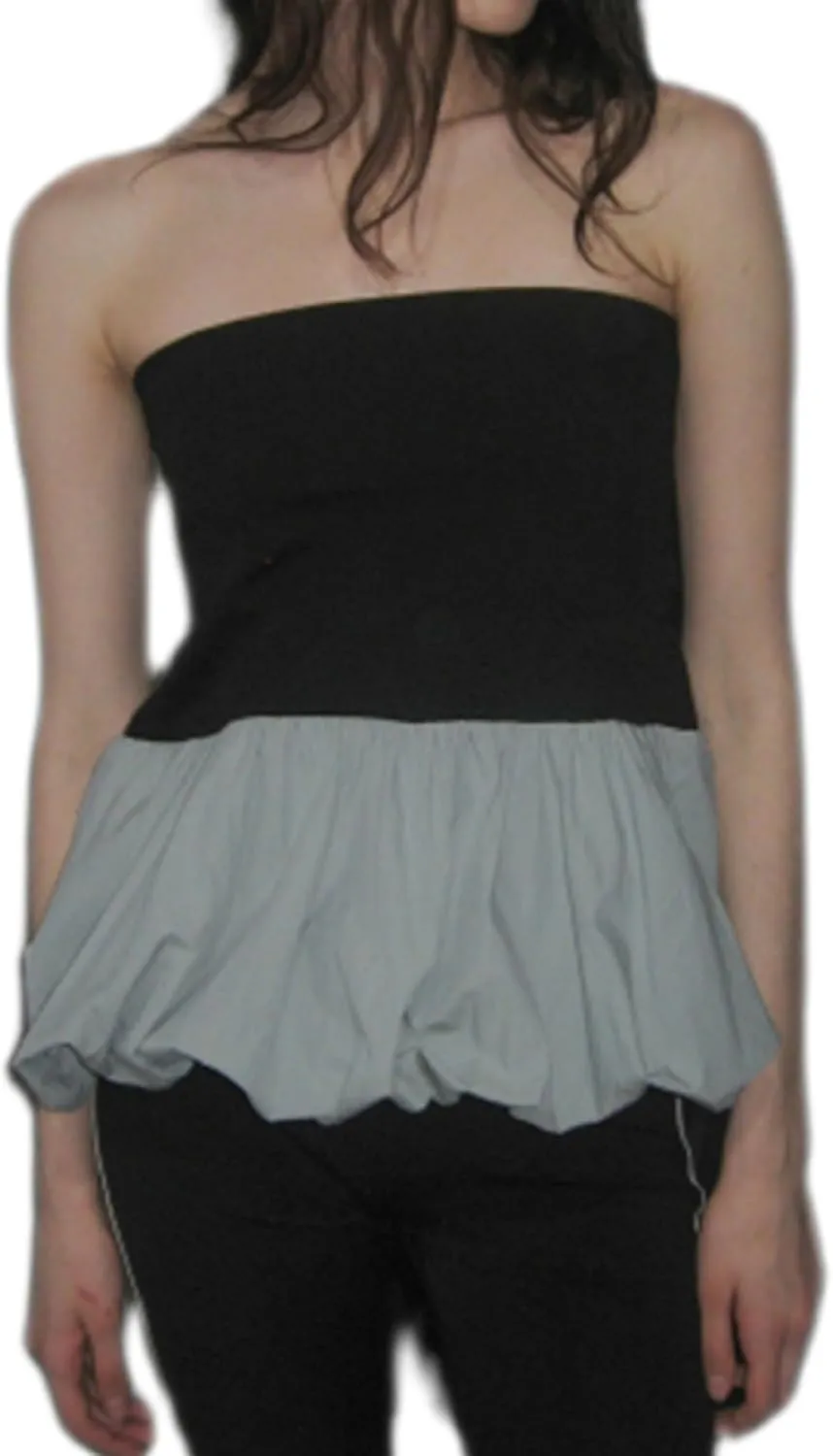 Women Peplum Tube Tops Strapless Ruffle Hem Bubble Bandeau Tops Sleeveless Off Shoulder Puffy Pleated Going Out Tops