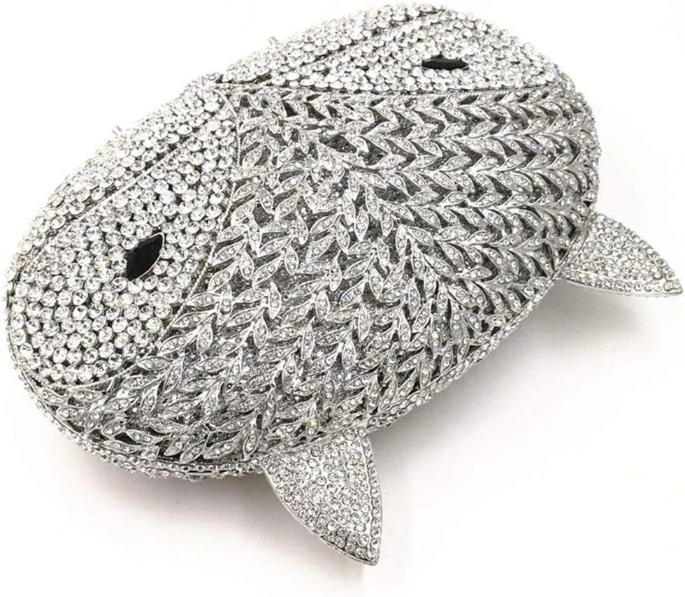 Women Rhinestone Evening-Bag Chain Wedding Crystal Clutch-Purse Luxury Handbag Fox