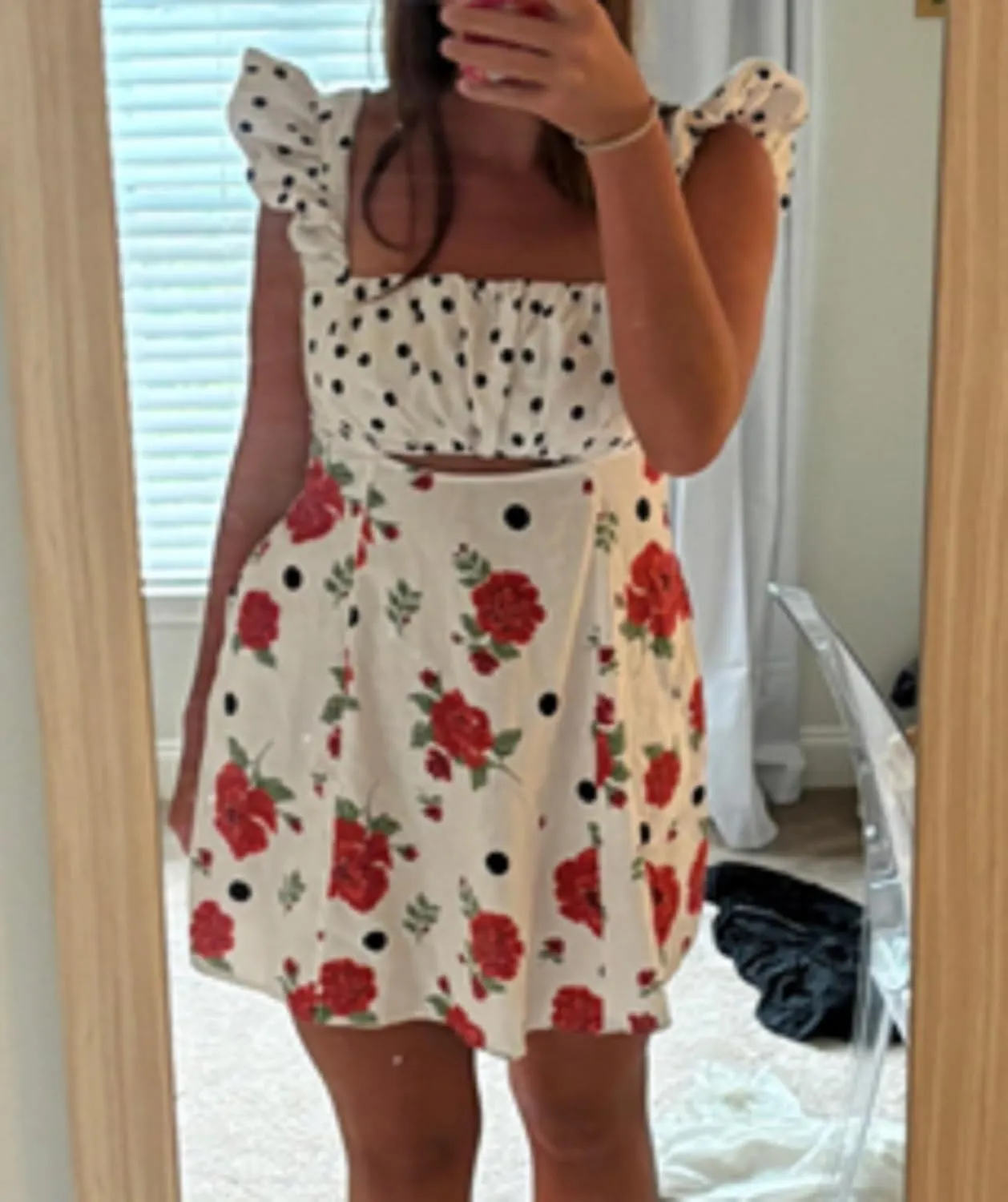 Women Ruffle Hem Floral Babydoll Dress Boho Flowy Tie Mini Dress Y2K Cute Print Short A Line Beach Sundress Streetwear