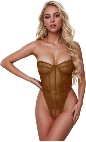 Women Sexy Lingerie Babydoll Lace Chemise Nightie Fishnet No Stockings Nightgowns with Suspenders Nightwear