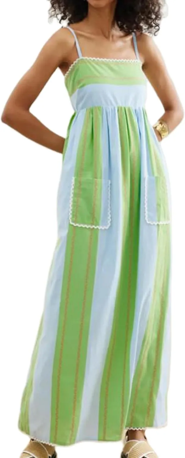 Women Summer Vocation Boho Floral Long Dress Sleeveless Flowy Tiered A Line Maxi Sundress Going Out Flower Beach Dress