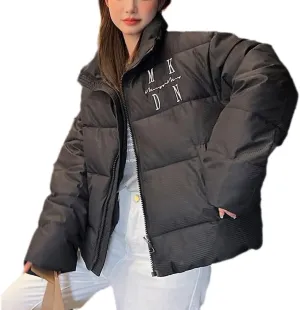 Women Thick Cotton Padded Coat Women Autumn Winter Down Jacekt Stand Collar Long Sleeve Oversize Loose Short Parkas