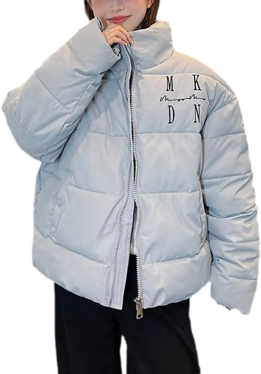 Women Thick Cotton Padded Coat Women Autumn Winter Down Jacekt Stand Collar Long Sleeve Oversize Loose Short Parkas