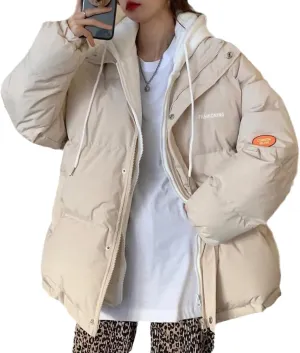 Women Thick Down Cotton Padded Coat Female Oversize Loose Short Overcoat Hooded Parkas Womens Winter Puffer Jacket