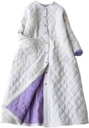Women Winter Japan Style Vintage Plaid Oversized Long Coat Cotton Padded Ladies Loose Overcoat
