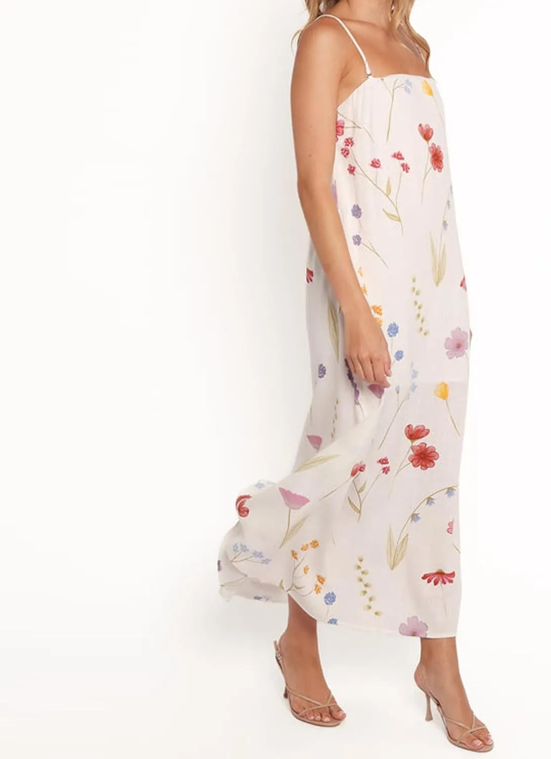 Women Y2k Floral Long Dress Boho Sleeveless Swing Maxi Dress Vintage Spaghetti Strap Aline Dress Cute Beach Sundress