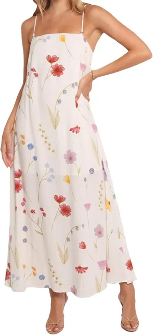 Women Y2k Floral Long Dress Boho Sleeveless Swing Maxi Dress Vintage Spaghetti Strap Aline Dress Cute Beach Sundress