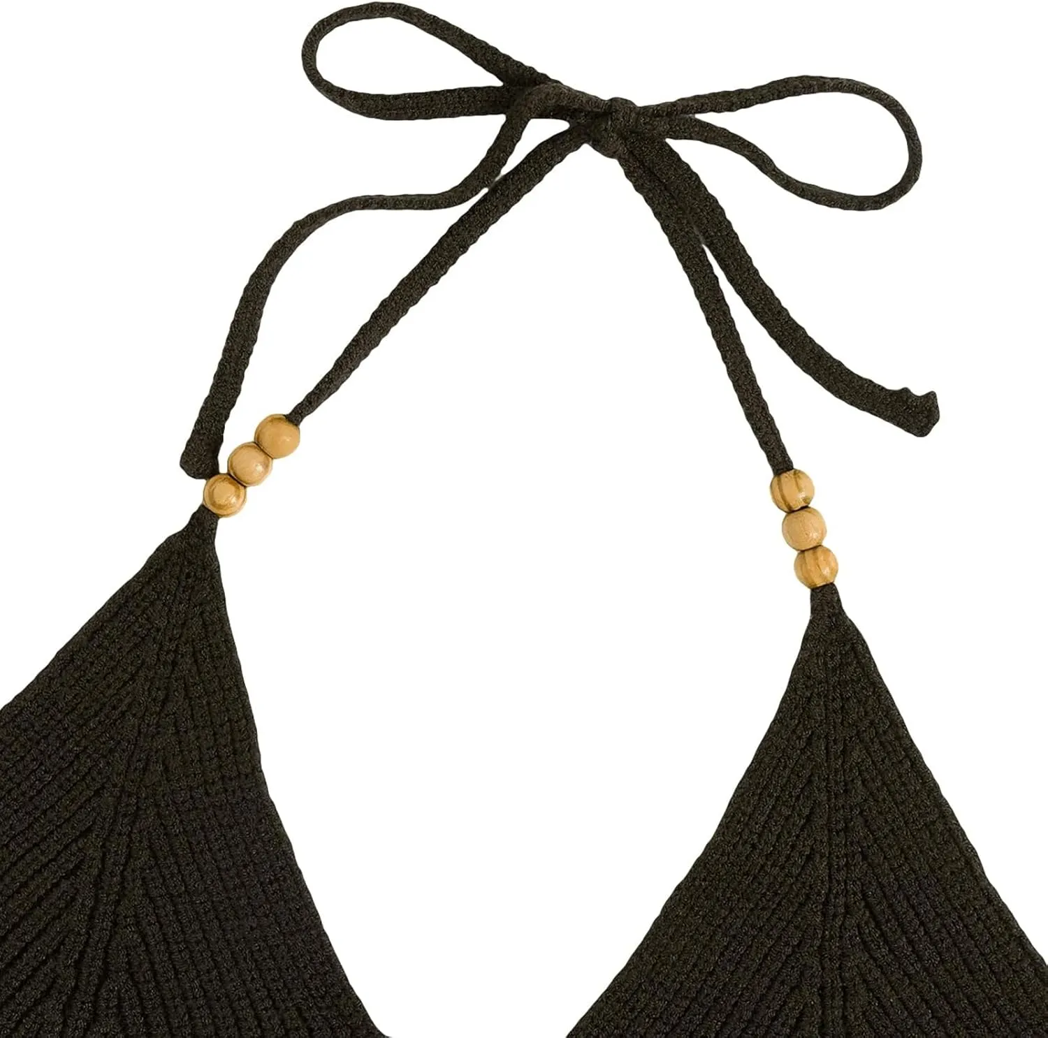 Women Y2k Knit Halter Tank Top Beaded Tie-Up Halter Neck Sleeveless Crochet Crop Vest Backless Beach Camisole Shirt