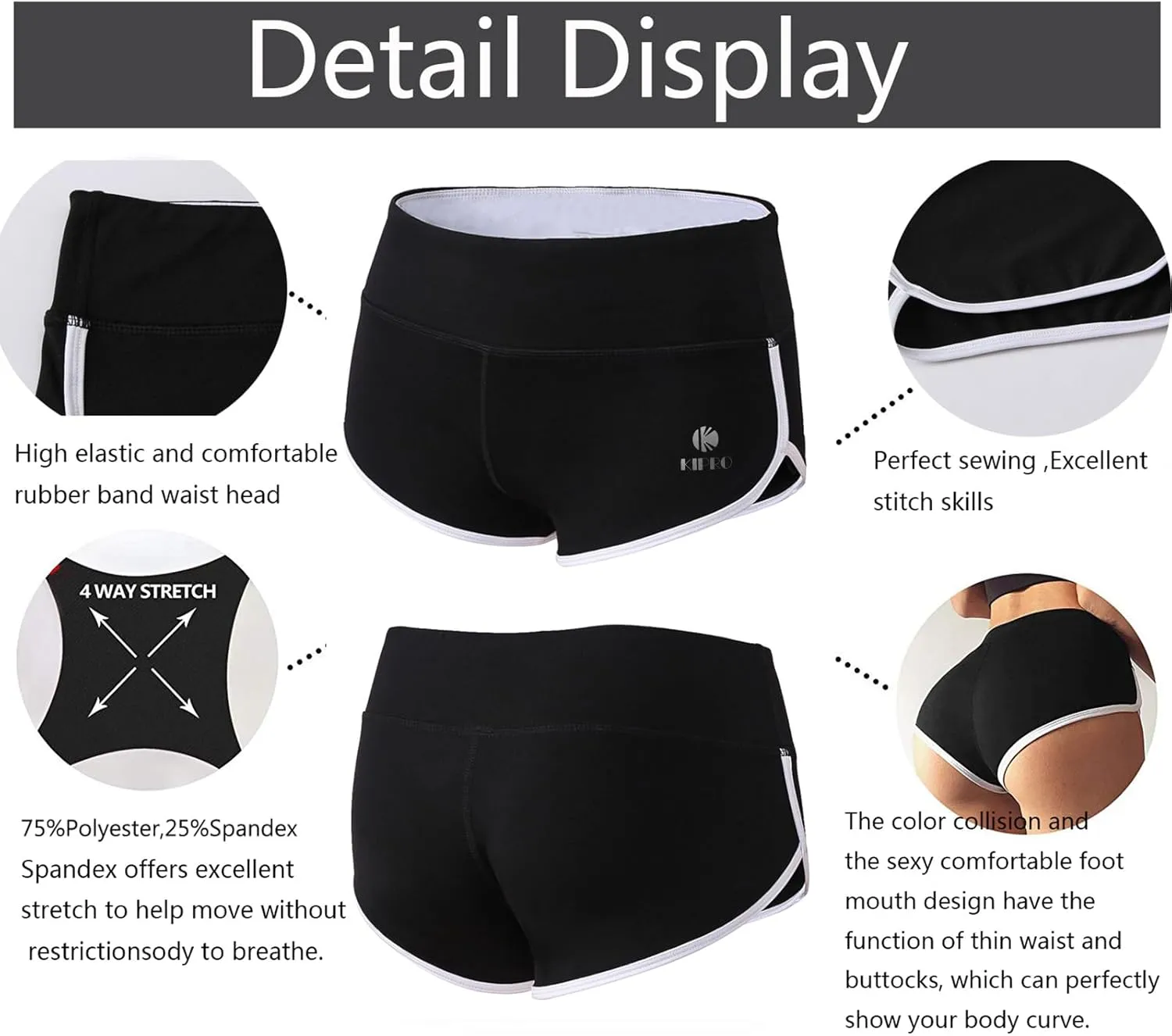 Women's Booty Shorts Workout Butt Lifting High Waist Yoga Running Gym Shorts