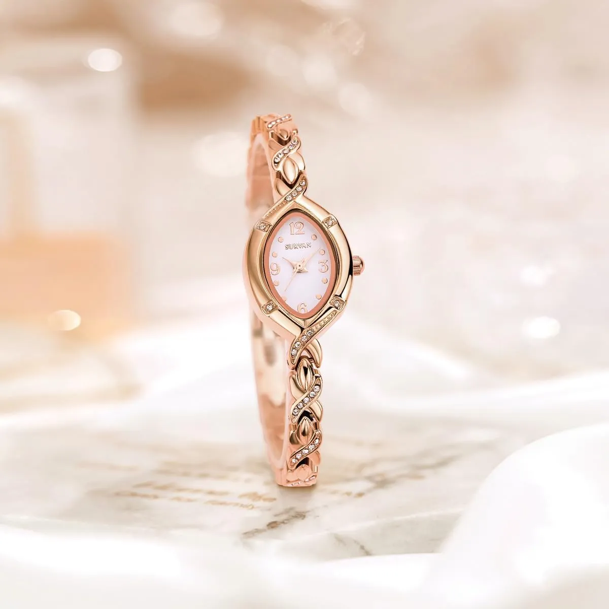 Womens Bracelet Watch, Japanese-Quartz Stainless Steel Watch, Brass Strap Watches for Women
