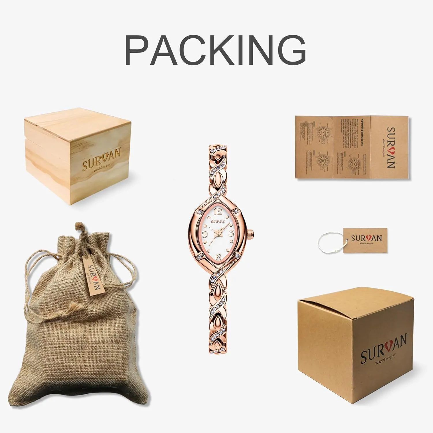 Womens Bracelet Watch, Japanese-Quartz Stainless Steel Watch, Brass Strap Watches for Women