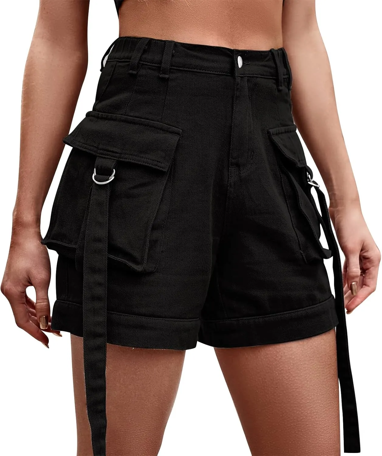 Women's Cargo Shorts Y2K Denim High Waist Shorts with Pockets Vintage Streetwear