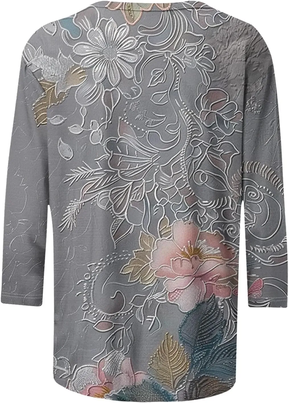 Women's Casual 3/4 Sleeve T-Shirts Round Neck Cute Tunic Tops Basic Tees Blouses Loose Fit Pullover Summer