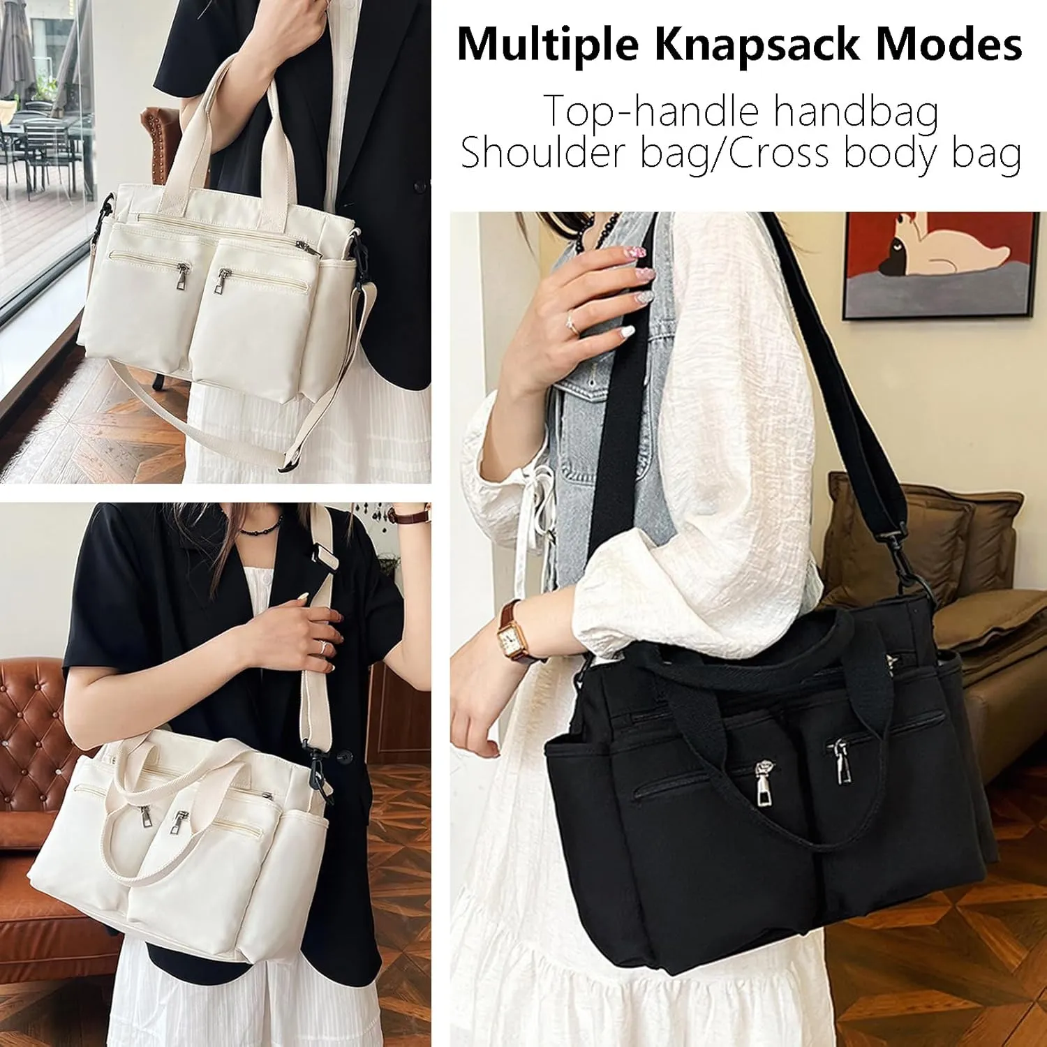 Womens Casual Corduroy Tote Bags with Multiple Pockets Hobo Crossbody Bag Travel Shoulder Bags Cute Purse Handbag