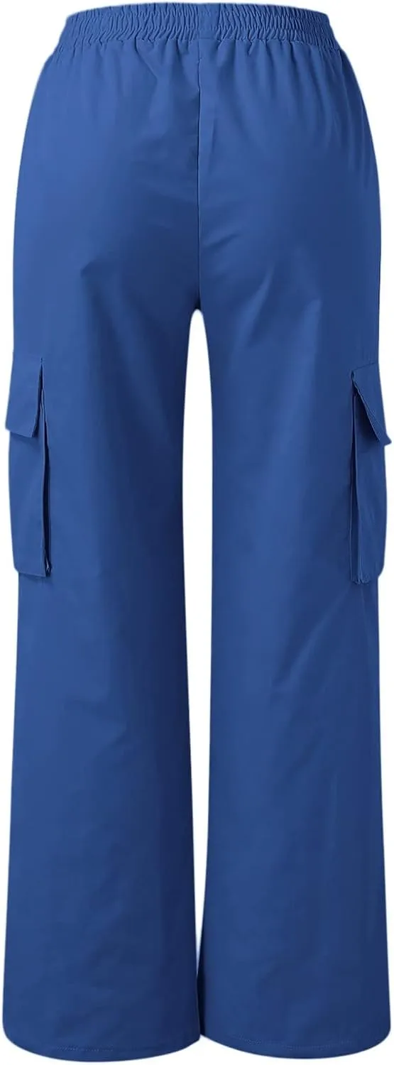 Women's Casual Loose Drawstring Elastic High Waisted Harem Pants Comfy Trousers Wide Leg Cotton Linen Yoga Long Pants