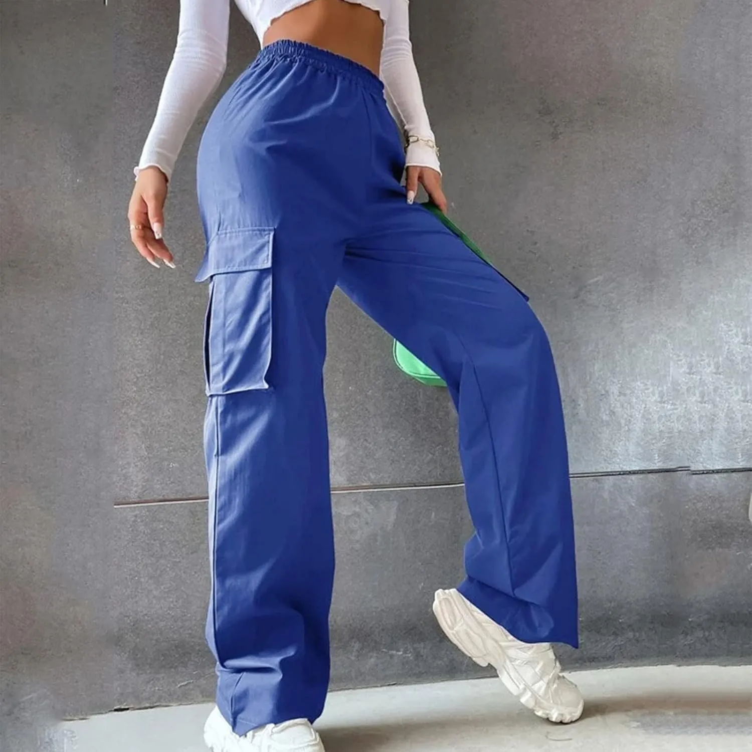 Women's Casual Loose Drawstring Elastic High Waisted Harem Pants Comfy Trousers Wide Leg Cotton Linen Yoga Long Pants