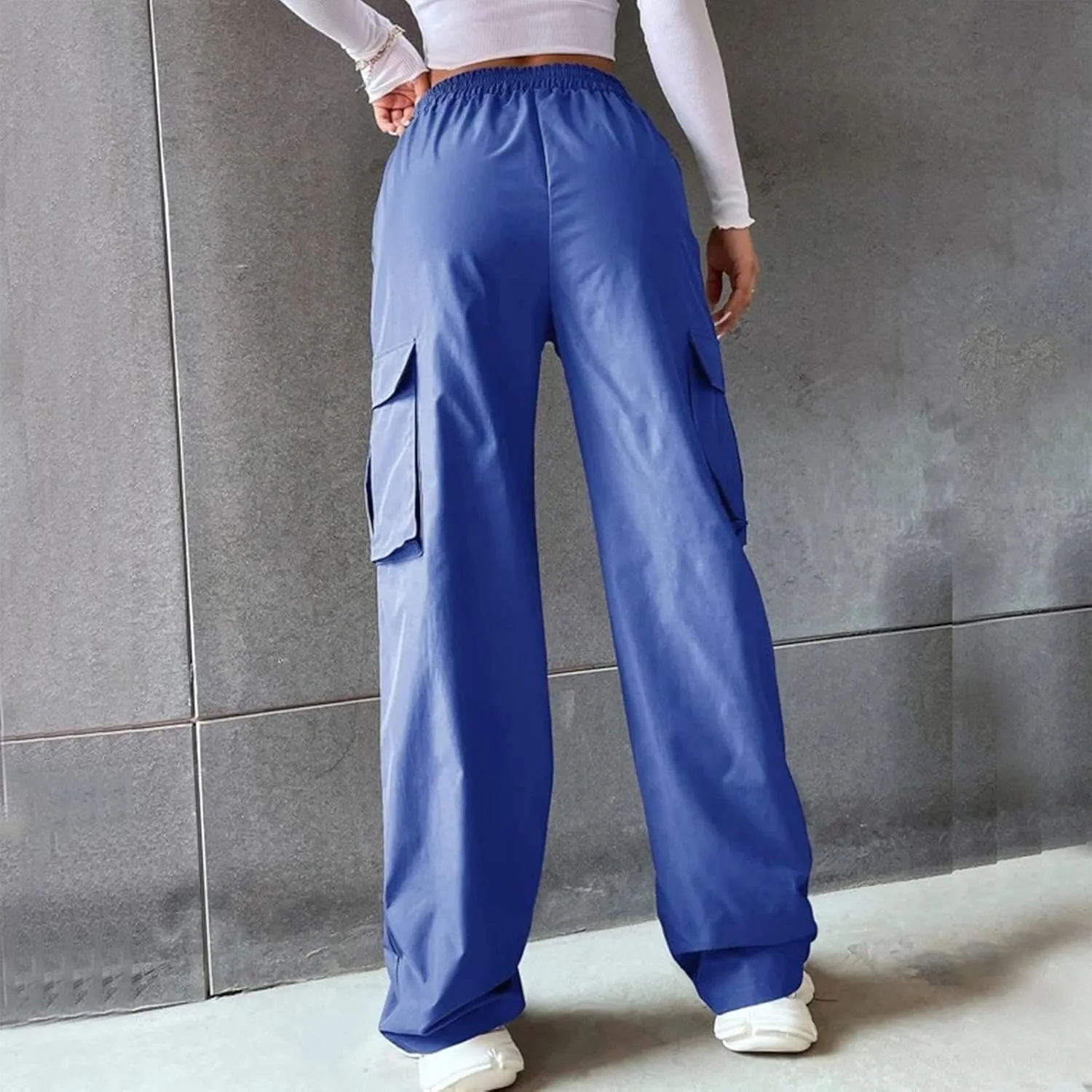 Women's Casual Loose Drawstring Elastic High Waisted Harem Pants Comfy Trousers Wide Leg Cotton Linen Yoga Long Pants