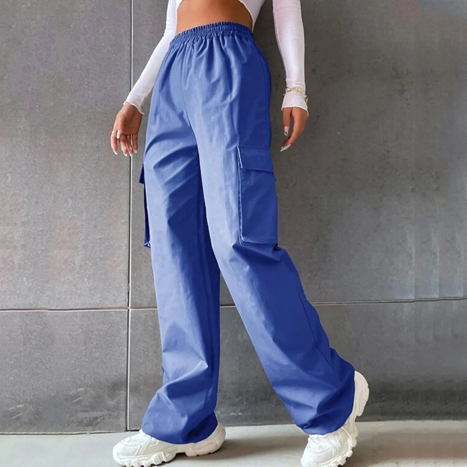 Women's Casual Loose Drawstring Elastic High Waisted Harem Pants Comfy Trousers Wide Leg Cotton Linen Yoga Long Pants