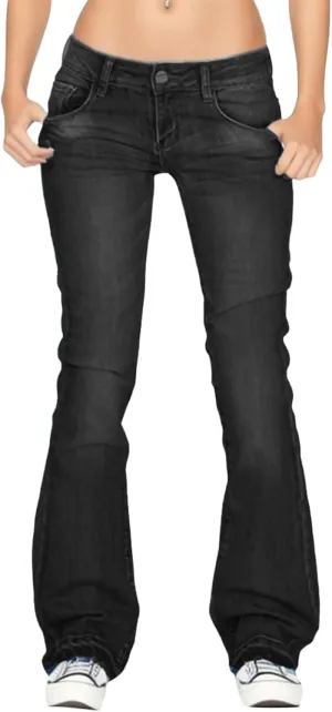 Women's Flare Bell Bottom Jeans High Waisted Casual Trendy Y2K Denim Pants Pocket Stretchy Sexy Classic Bootcut Pant